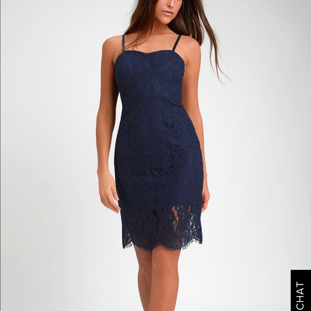 BLUE LACE BODYCON MIDI DRESS
